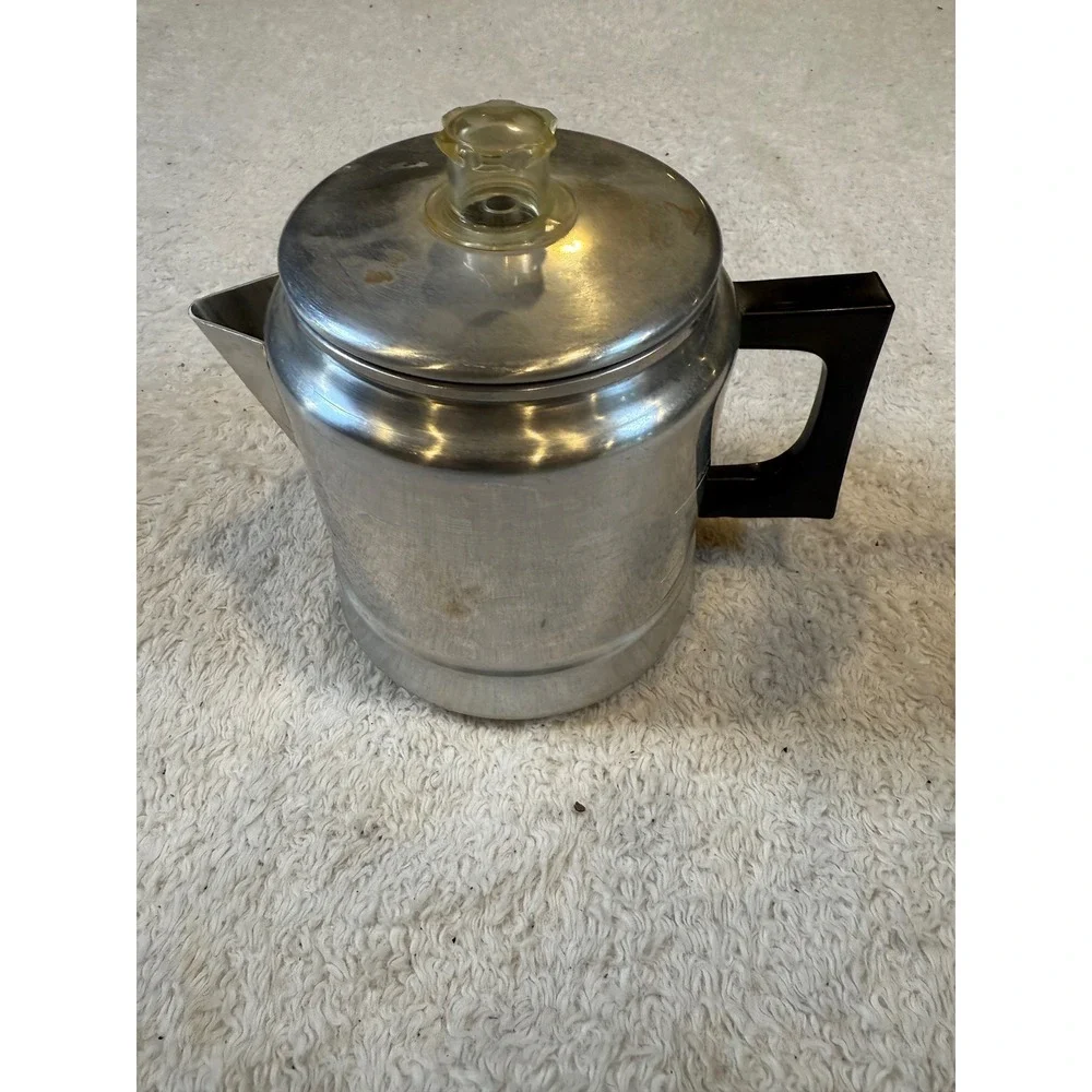 Vintage Mirro Aluminum Coffee Percolator 5 Cup Stovetop Pot Made in USA Silver